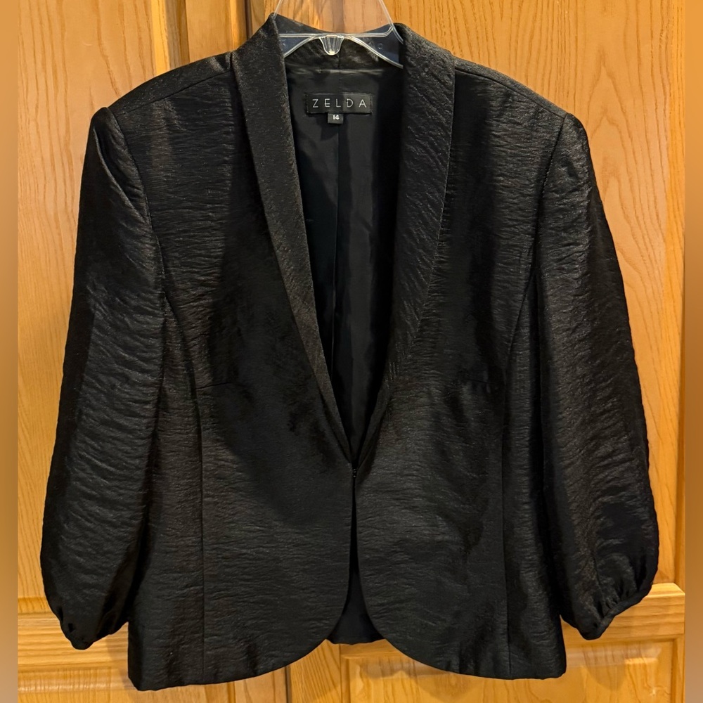Zelda Vintage Black Sleeveless Midi Dress & Bolero Jacket Size 14 - Picture 5 of 12